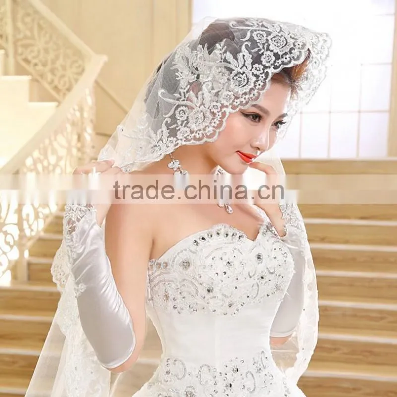 Strapless white gown korean style dropped lace wedding dress patterns