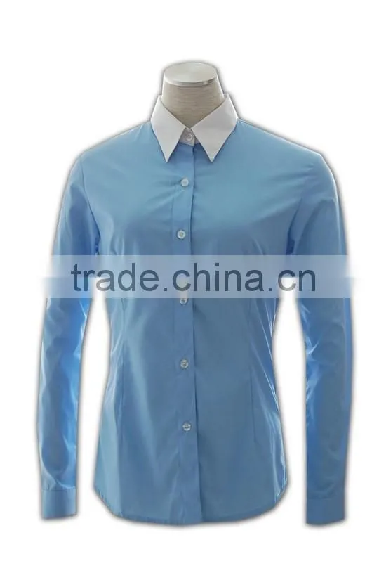 ISO 9001 Audit factory stiff collar T/C women office shirt