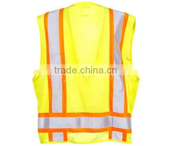 extra wide reflective tape yellow China supplier clothing safety workwear vest