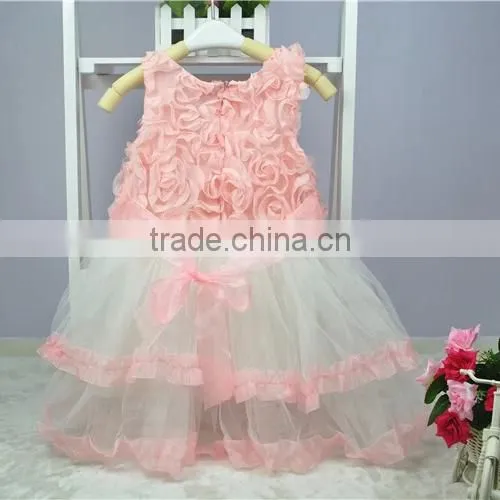 2016 New Girl Dress Rose Three Layers Tutu Princess Dresses Child Clothing Kids Product Free Shipping GD40731-13