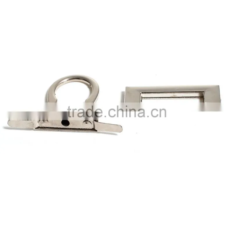 Zinc Based Alloy Purse Twist Turn Lock Silver Tone 46mm(1 6/8") x 33mm(1 2/8"), 1 Set