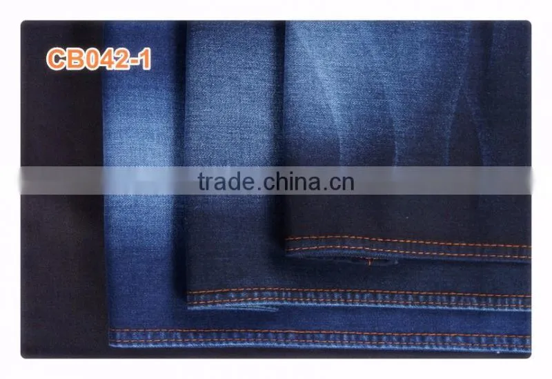 Indigo Cotton Spandex French Terry Knitted Denim Fabric for Jeans