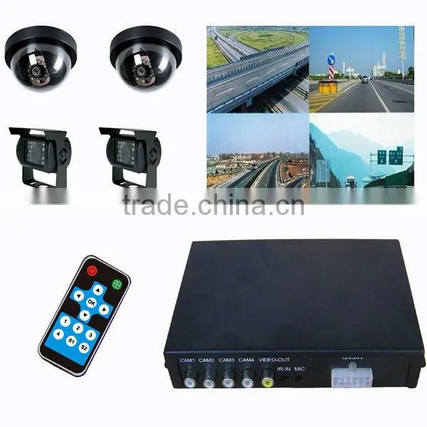 4 Nightvision Camera 7 inch Monitor Car Video Multiplexer