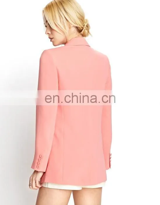 Wholesale China supplier slim one button ladies coat long sleeve blazer