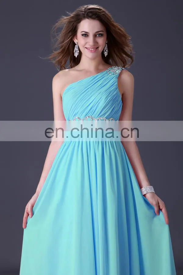 Grace Karin Latest Design One Shoulder Chiffon Ladies Long Evening Party Wear Gown CL3410-1#