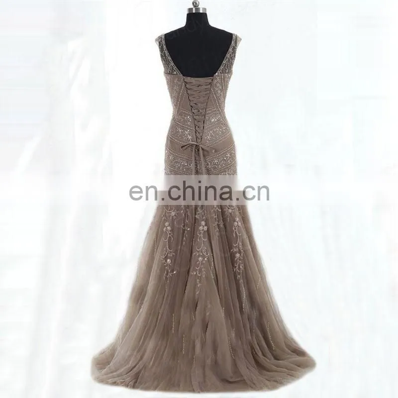 Vintage V-Neck Mermaid Evening Dresses Formal Long Mother of The Bride Dress Prom Gown Vestidos