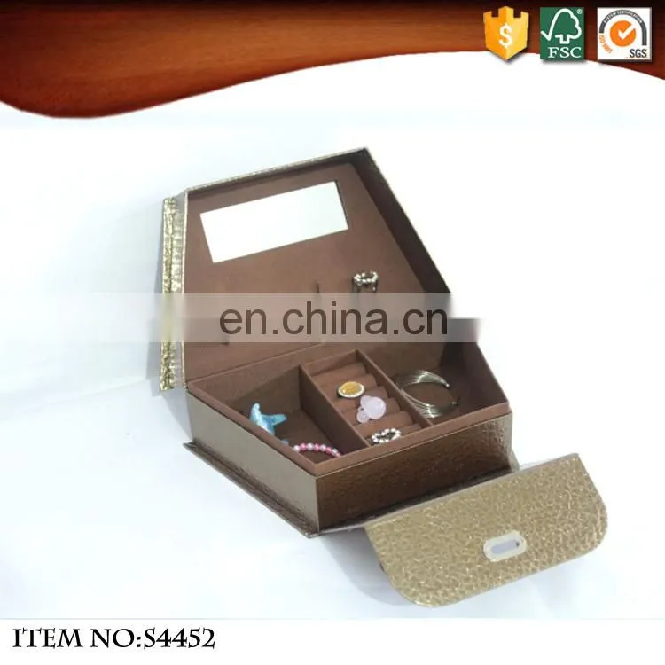 Taobao luxury cardboard mirrored jewelry suitcase box with metal lock