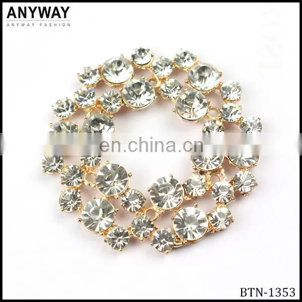 Fashion metal wedding crystal rhinestone button invitation button