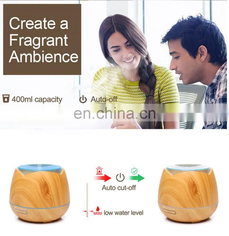 Electronic wood grain scent aroma essential oil diffuser cool mist ultrasonic humidifier