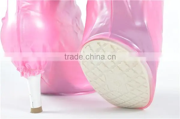 2015 fashion outdoor PVC lady rain shoe covers for heel shoe