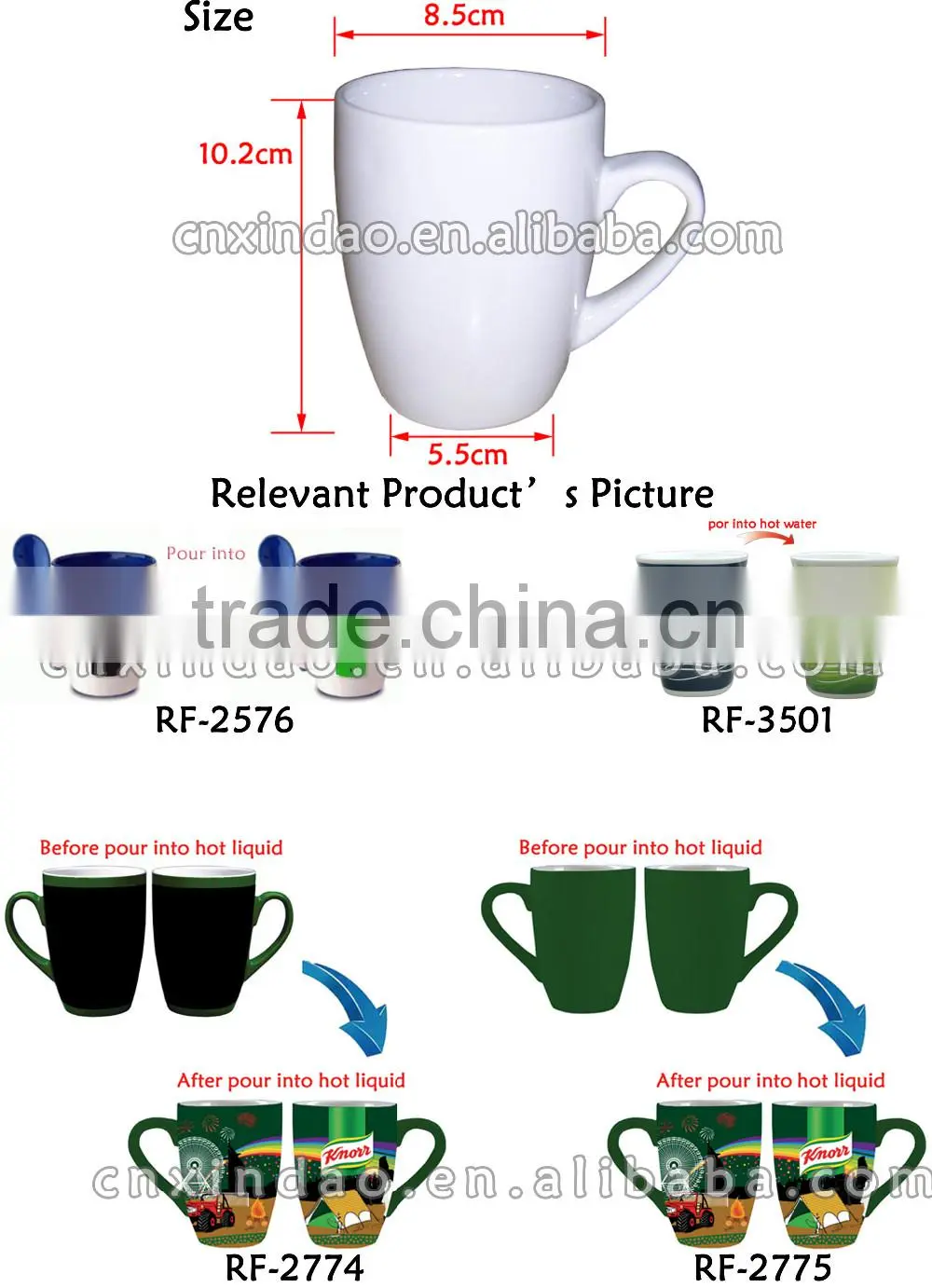 12oz Ceramic Knorr Coffee Mug with Belly Shape for Promotional Sublimation Mug