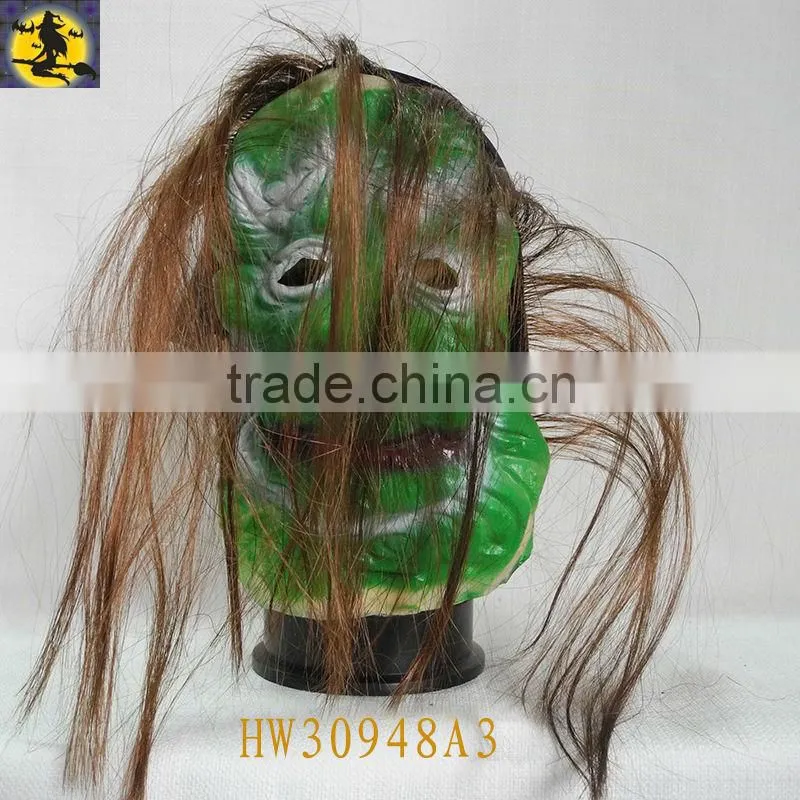 White Latex Masks of Terror with Hair