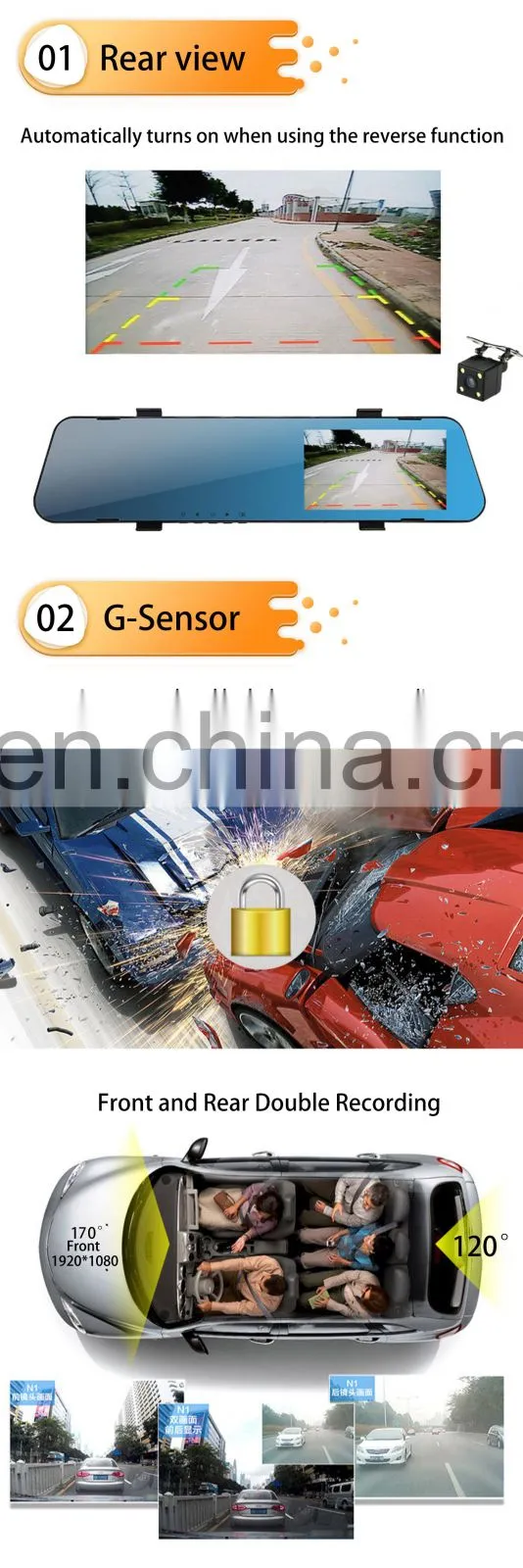 Factory Customization Hd Car dual Camera Recorder Rearview Mirror Dvr Dash Cam