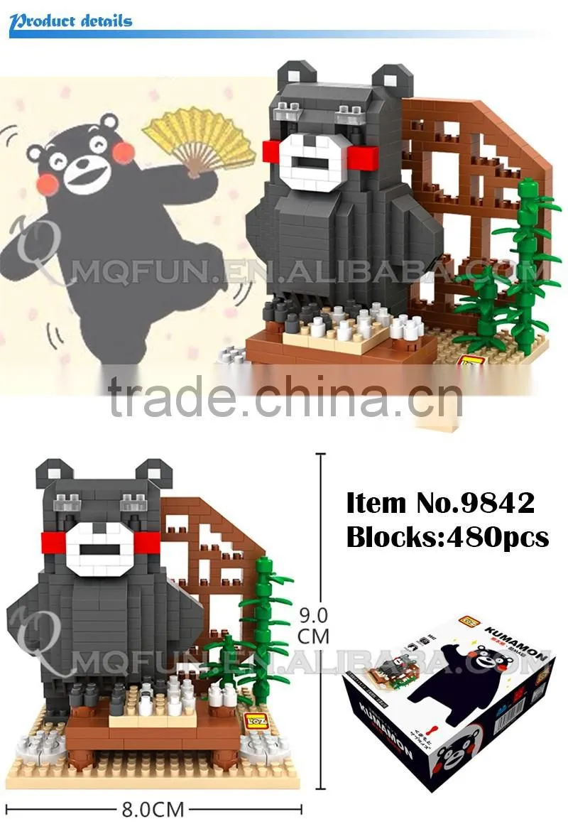 Mini Qute LOZ kawaii japanese Kumamon bear cartoon damond block plastic cube building blocks bricks educational toy