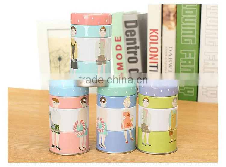 round twist multilayer storage tin box