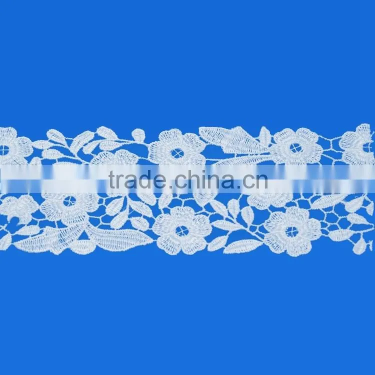 New Design OEM custom shaped polyester chenille silk chemical guipure embroidery lace trim wholesale in China