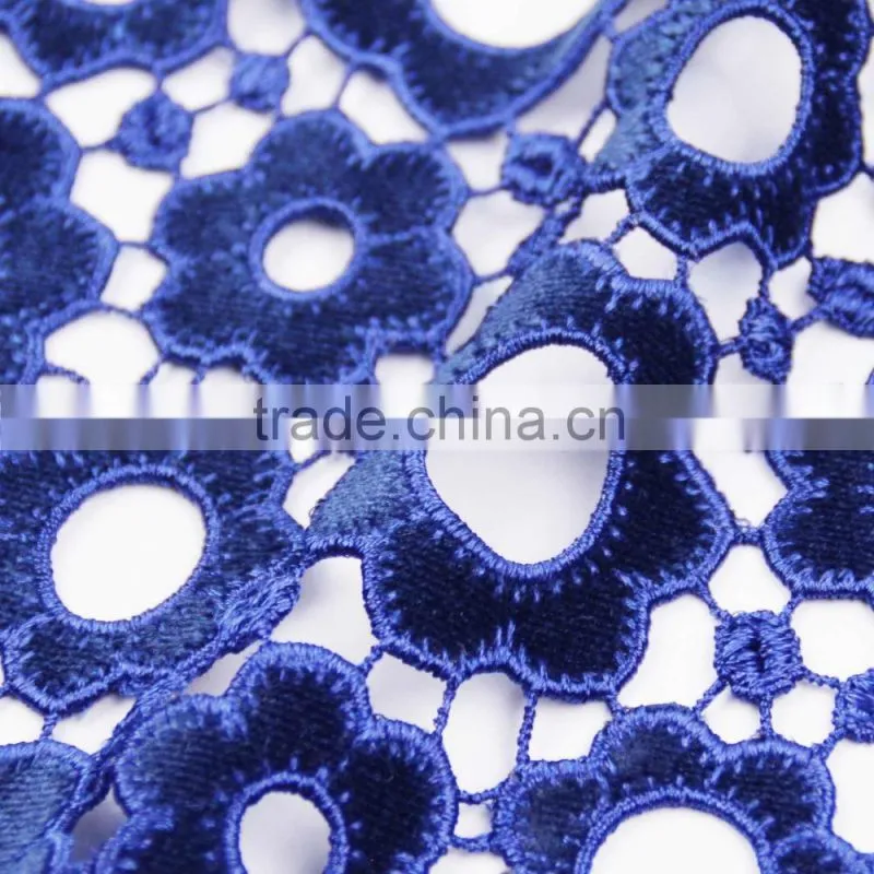 Wholesales woolen red/pink/blue laser embroidery design nets flower geometry style lace fabric