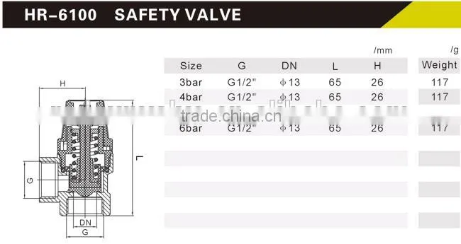 HR6100 brass safety valve