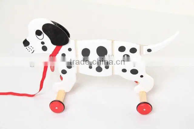 Toddler wooden dog pull toys