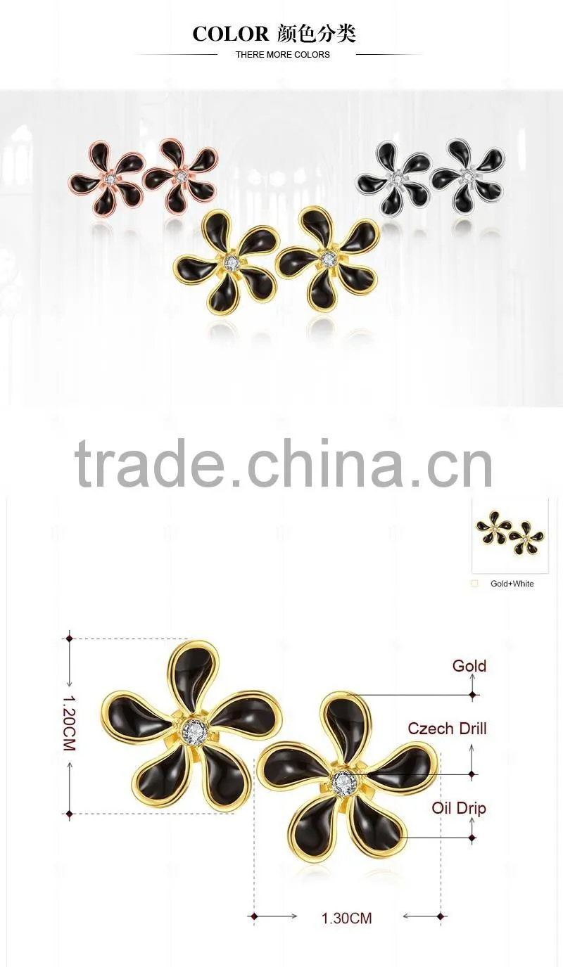18K Gold Plated new simple design fashion flower stud earrings