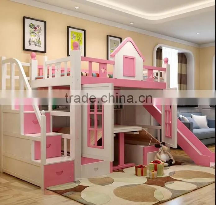 pupular princess bedroom furniture castle bunk bed for kids AET-026