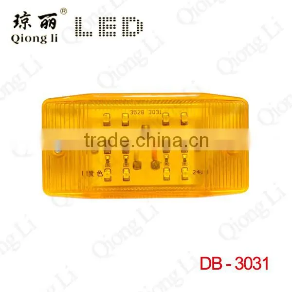 amber waterproof high quality PC lens PC housing 12 LEDs side marker and clearance light truck light