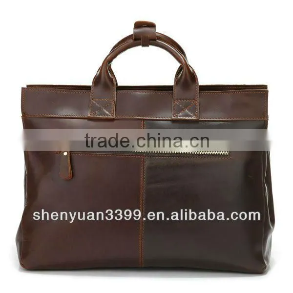 Import China Goods Mens Real Leather Handbag Laptop Briefcase