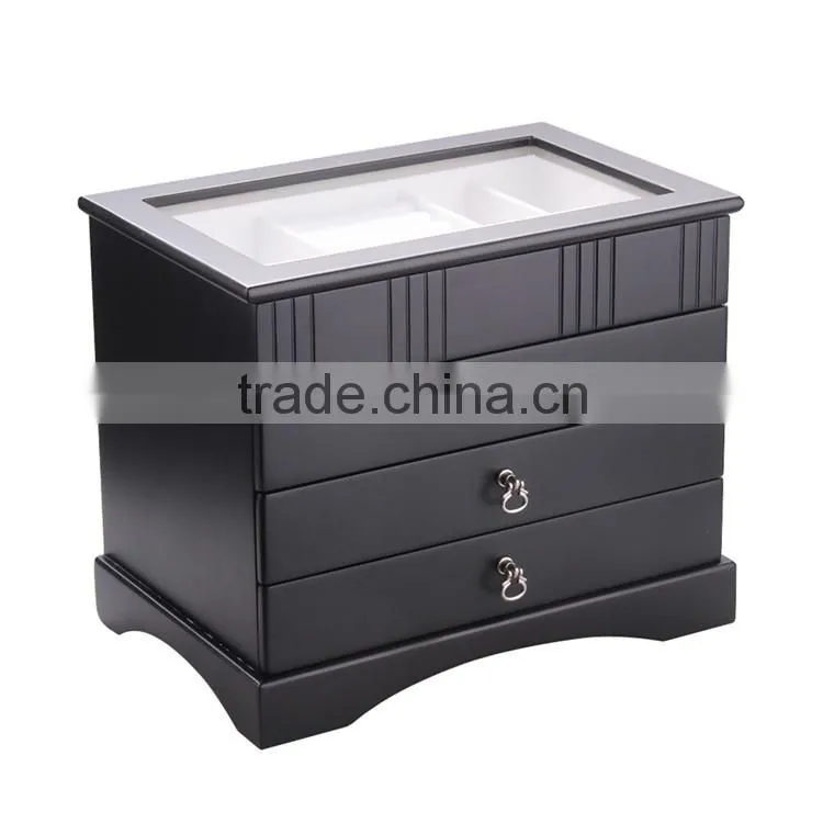 luxury pu leather mdf lint inside handmade different grade accessories box saving wooden box jewelry box
