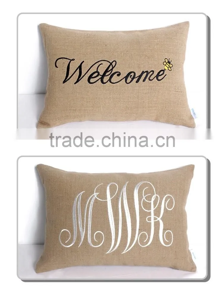 Popular design custom letter embroidery decorative pillow case cover