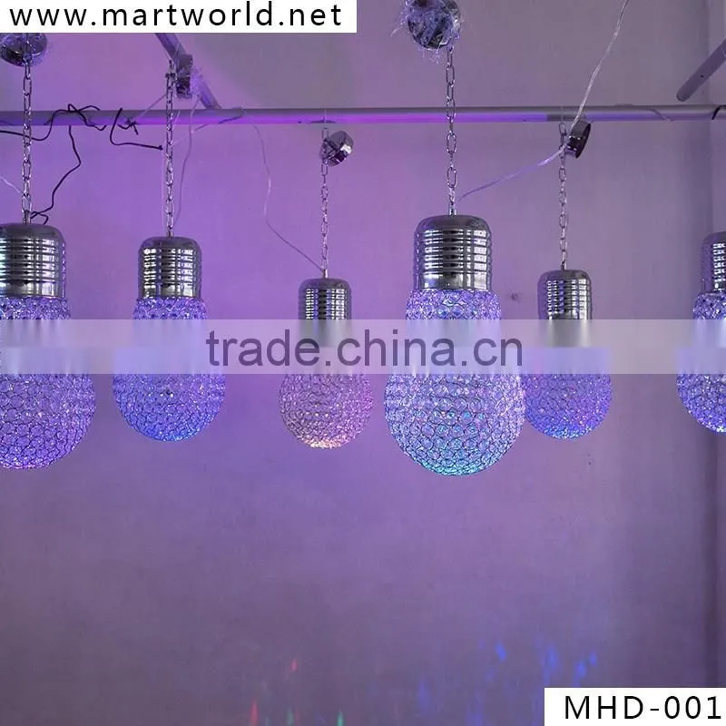 new design LED RGB lighting crystal bulb,crystal bulb shape chandelier, crystal chandelier for wedding decoration(MHD-001)