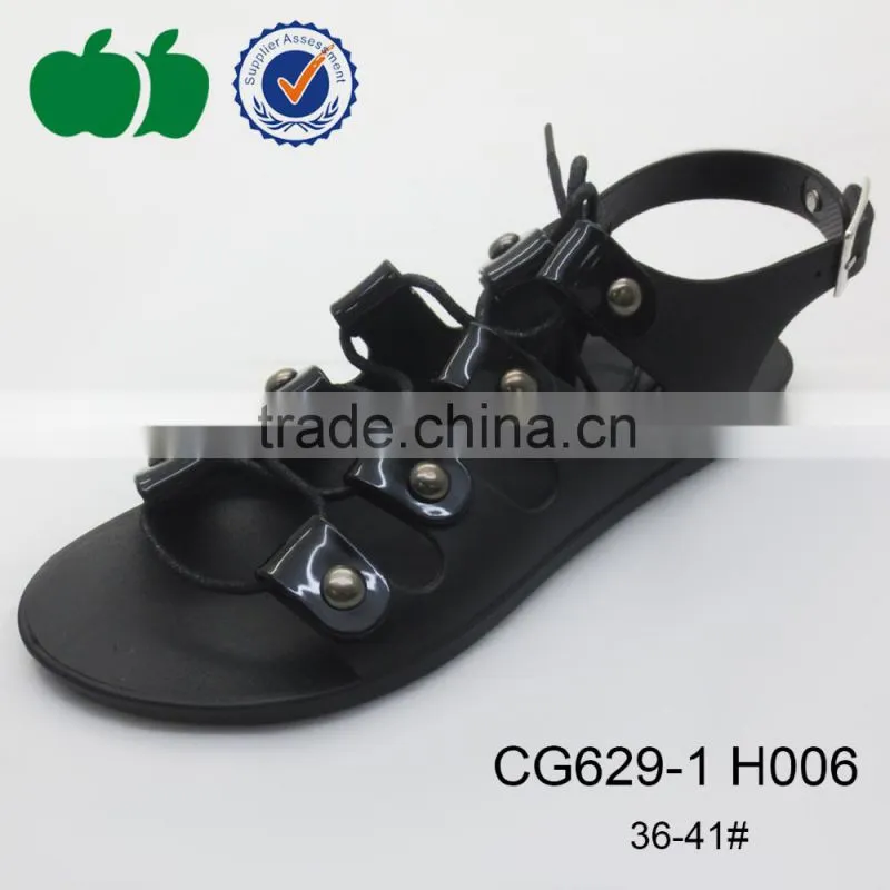 Fashion ladies latest summer flat pvc crystal plastic sandals