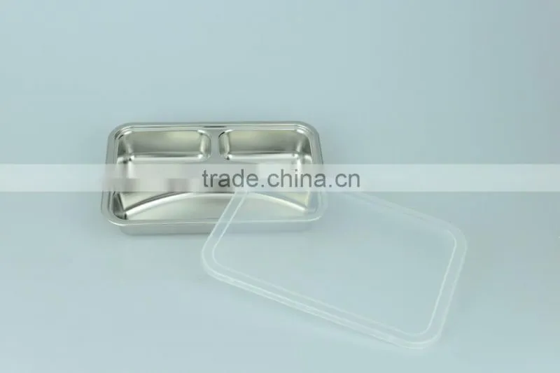 Deep stainless steel food contain tray/food tray with 3 compartments with high quality