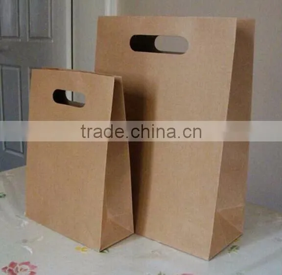 Free design cheap recyclable custom printed kraft paper bag with handle