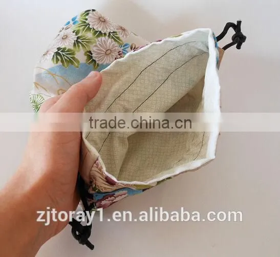 New Design Printed Small Cotton Fabric Drawstring Bag Jewelry Pouch