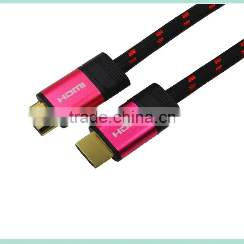V1.4 and V2.0 Pink high speed hdmi cable with Ethernet and gold connector support 3D and 4k