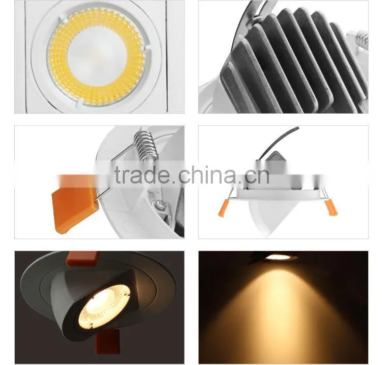 High Power Factor above 0.9PF cob gimbal led downlights 10w