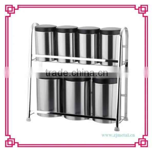 stainless steel 7pcs canister with 2floor rack