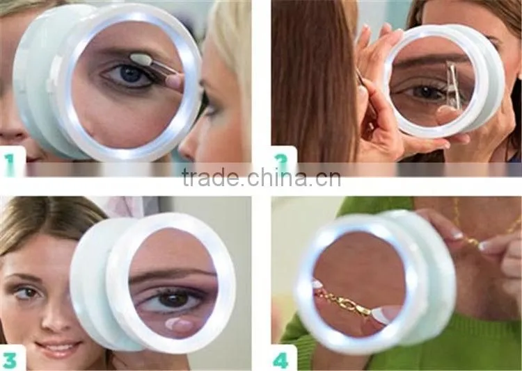 TRAVEL MAKEUP MIRROR WITH LED LIGHTS Swivel Brite Cosmetic 5x Magnifying glass