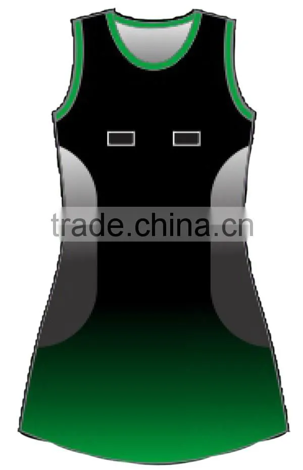 Green color for girls custom netball dress