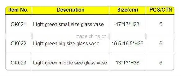 Light Green Glass Vase for House Decoration
