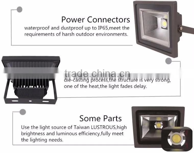 High Lumen Bridgelux COB waterproof ip65 Outdoor 50W LED Flood Light
