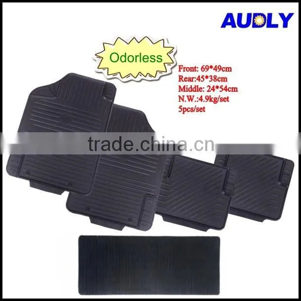 CM5005 ODORLESS Heavy Duty 4-piece All-weather Rubber Car Floor Mats Black
