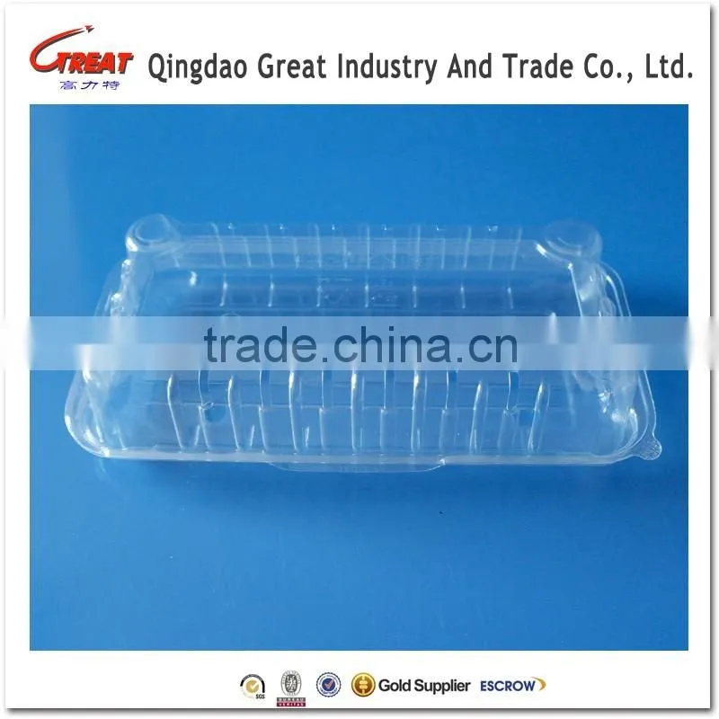 Disposable Rectangle Plastic Clear Fruit Containers with Lids