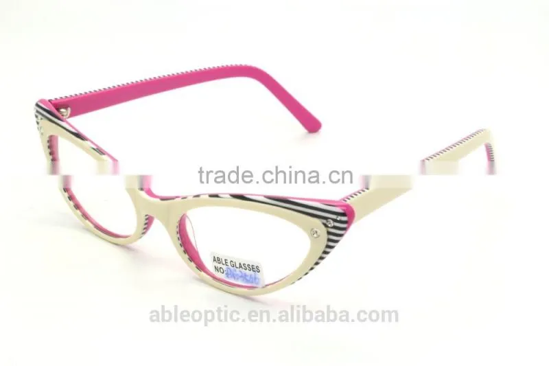 UNIQUE fox eye shape fashion design student acetate hand made spectacles optical frames eyewear eyeglasses with diamond