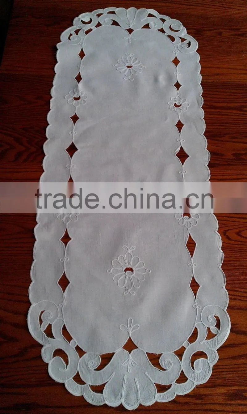 Cut work and hand embroidered table runner