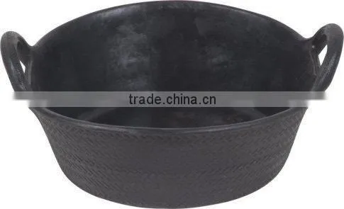 rubber container with two incorporated handles used to feed animal,horse feeder