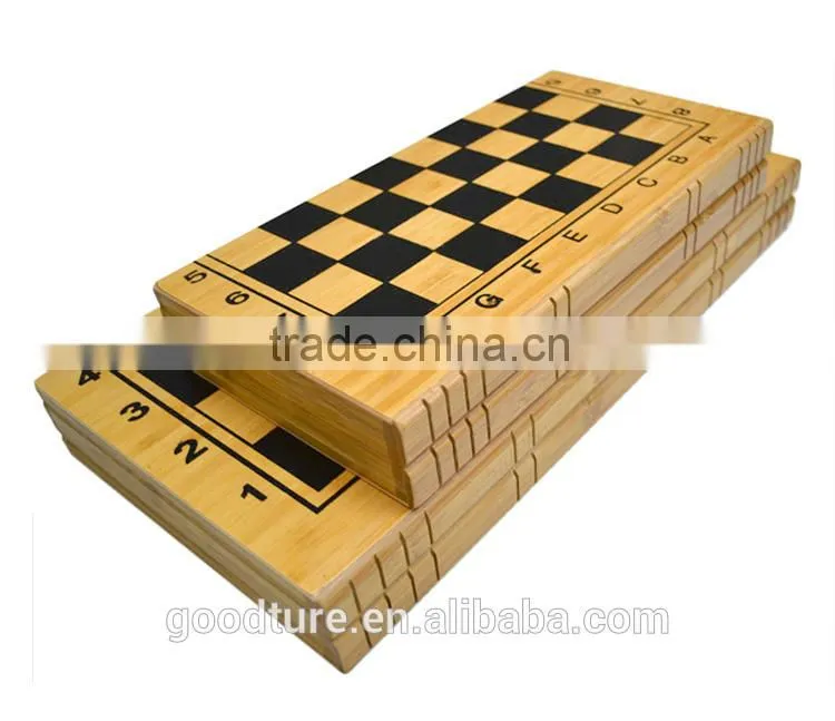 Bamboo Book Shape Folding Chess Set With Wooden Chessmen King Height 6.5cm