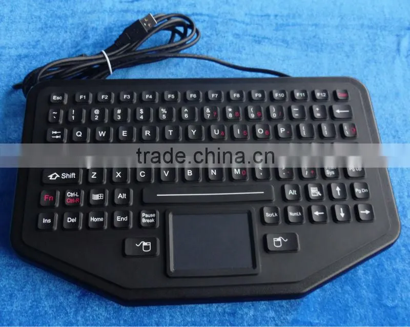 IP68 dynamic sealed & ruggedized silicone industrial keyboard with touch &rubber touchpad