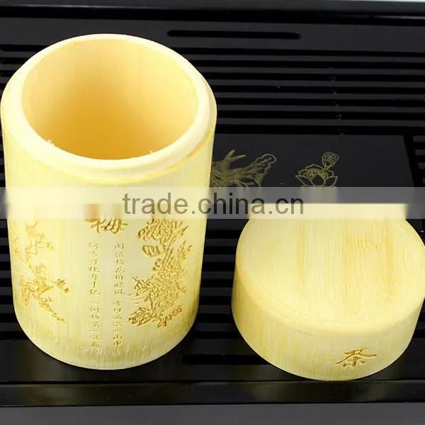 Round handmade bamboo sealed canisters