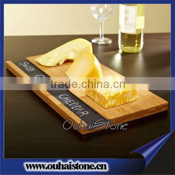 Intimate design stone food tray slate and groove bamboo with finger hole